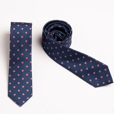 Cravatta in seta macro pois bicolore